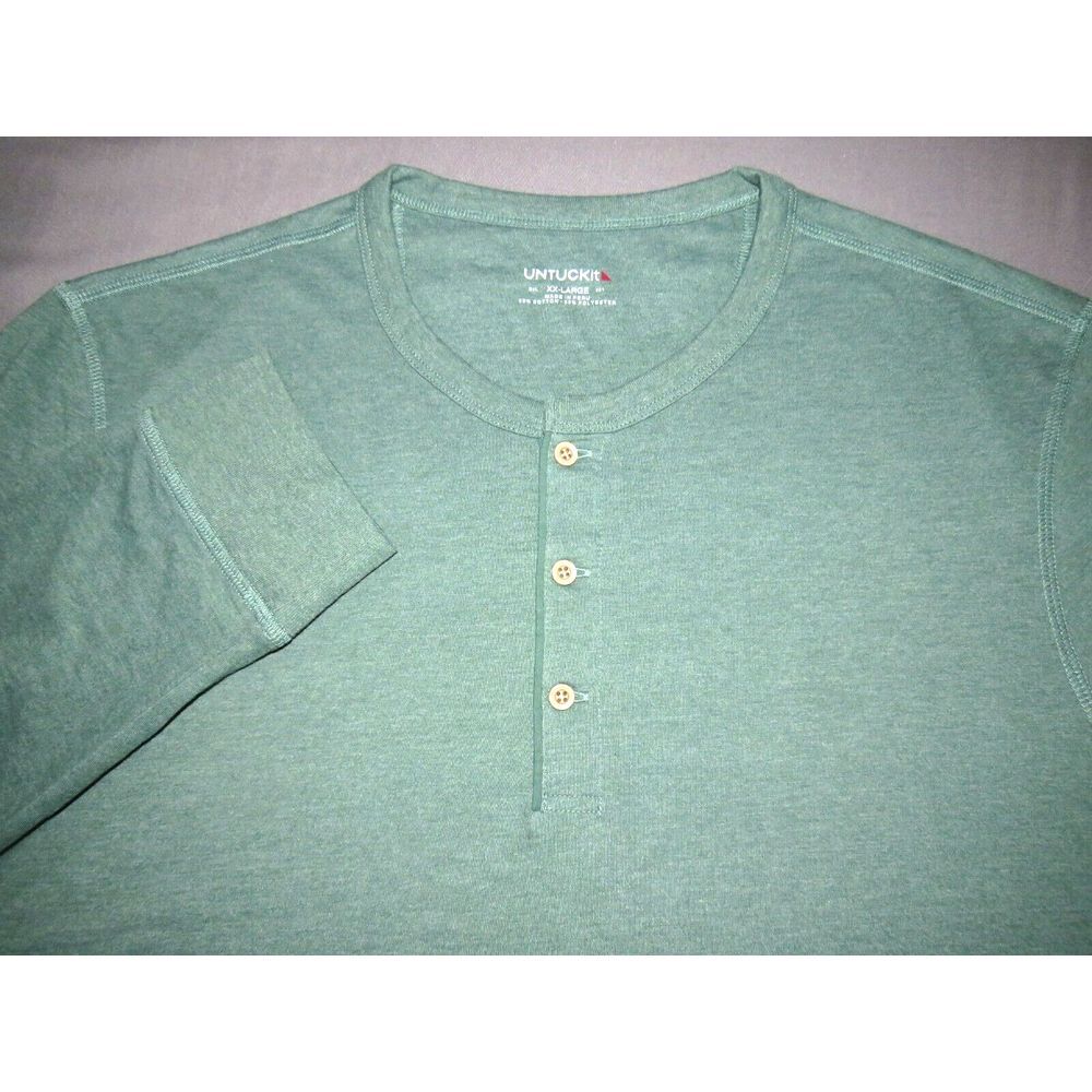 Men's UNTUCKit Long Sleeved Green 50/50 Henley T-Shirt XXL
